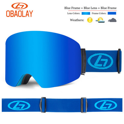 Cadru mare UV400 Ochelari de schi dublu strat Lentile polarizate Ochelari de schi anti-aburire pentru snowboard Bărbați Femei Ochelari de schi Ochelari