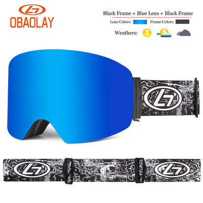 Cadru mare UV400 Ochelari de schi dublu strat Lentile polarizate Ochelari de schi anti-aburire pentru snowboard Bărbați Femei Ochelari de schi Ochelari