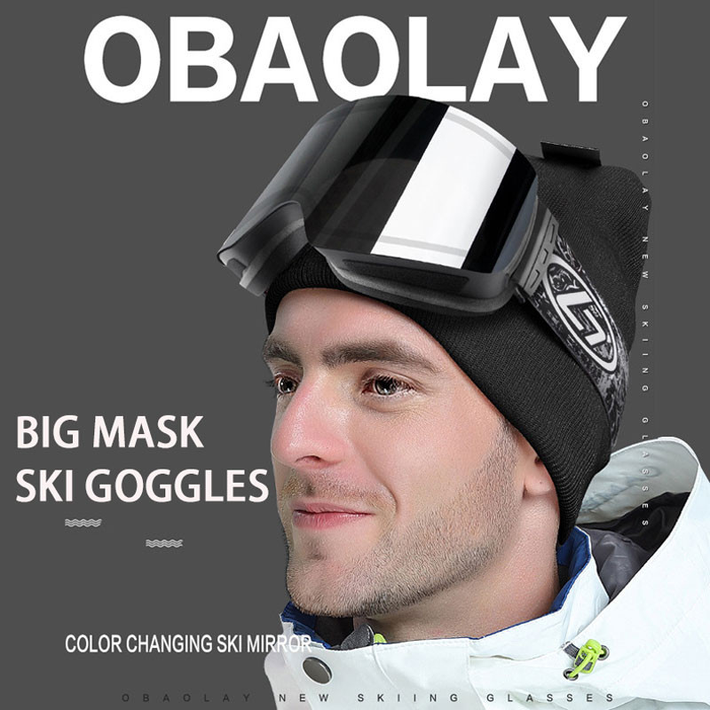 Cadru mare UV400 Ochelari de schi dublu strat Lentile polarizate Ochelari de schi anti-aburire pentru snowboard Bărbați Femei Ochelari de schi Ochelari