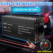 Invertor cu undă sinusoidală pură DC 12V la AC 220V 1500W/2200W/2600W/3000W Convertor de transfer de tensiune Priză UE Invertor pentru mașină Undă sinusoidală