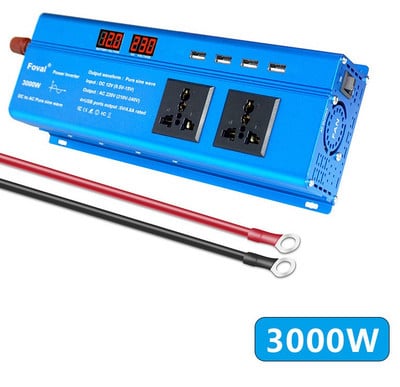 Invertor cu undă sinusoidală pură DC 12V la AC 220V 1500W/2200W/2600W/3000W Convertor de transfer de tensiune Priză UE Invertor pentru mașină Undă sinusoidală