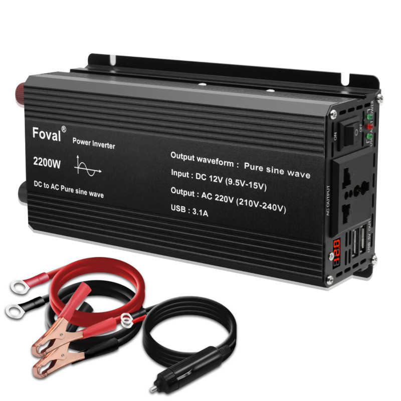 Invertor cu undă sinusoidală pură DC 12V la AC 220V 1500W/2200W/2600W/3000W Convertor de transfer de tensiune Priză UE Invertor pentru mașină Undă sinusoidală