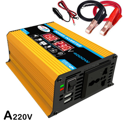 Peak 4000W 12V 220V/110V LED AC Auto Power Inverter Transformator Inversor Converter Punjač Adapter Wave Sinus USB Dual Modifi G4H6