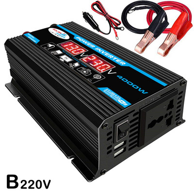 Peak 4000W 12V 220V/110V LED AC Инвертор на захранване за кола Трансформатор Инвертор Преобразувател Зарядно устройство Адаптер Wave Sine USB Dual Modifi G4H6