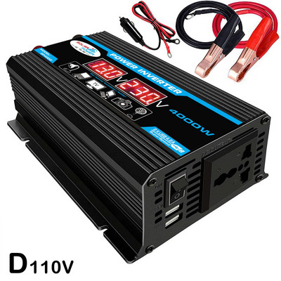 Peak 4000W 12V 220V/110V LED AC Инвертор на захранване за кола Трансформатор Инвертор Преобразувател Зарядно устройство Адаптер Wave Sine USB Dual Modifi G4H6