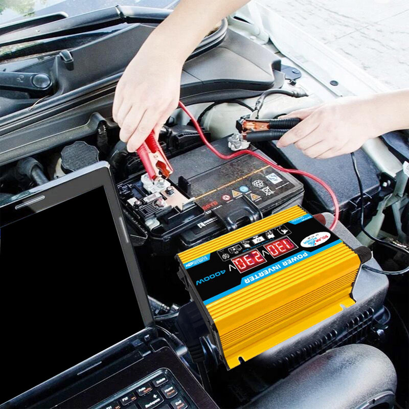 Peak 4000W 12V 220V/110V LED kintamosios srovės automobilio maitinimo inverteris transformatorius inversorius konverteris įkroviklis adapteris bangų sinuso USB dvigubas modifikavimas G4H6