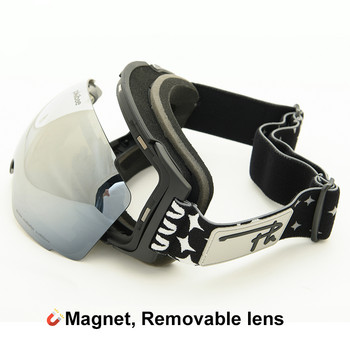 Ανιχνευτής Μαγνητικά γυαλιά σκι διπλών επιπέδων UV400 Αντιθαμβωτική μάσκα σκι Γυαλιά Snowmobile Σκι Άνδρες Γυναικεία Γυαλιά για Snowboard