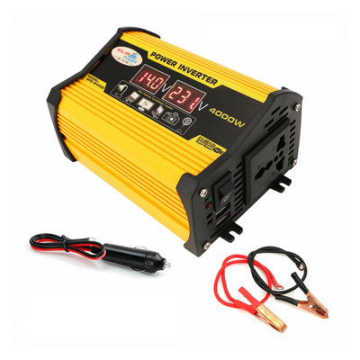 Afișare tensiune 4000W Invertor de putere auto 12V la AC 220V 110V Convertor USB dublu