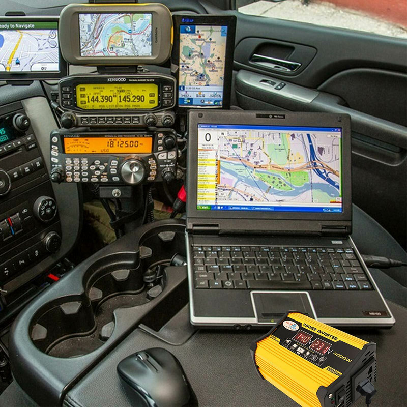 Afișare tensiune 4000W Invertor de putere auto 12V la AC 220V 110V Convertor USB dublu