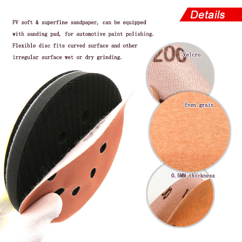 15 БР. 5-инчов 125 мм 8-дупков мек супер фин мокър/сух кука и примка Автоматично фолио за тяло Шлифовъчни дискове Боя Абразивна шкурка 60-5000 песъчинки