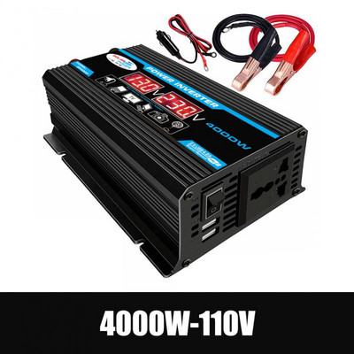 4000W vršnog solarnog pretvarača napajanja za automobil DC 12V u AC 220V adapter za automobil Auto pretvarač s 2.4A 2-portni USB adapter za automobil s LCD Intel
