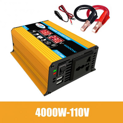 4000W пиков слънчев автомобилен инвертор DC 12V към AC 220V автомобилен адаптер автомобилен конвертор с 2.4A 2-портов USB автомобилен адаптер с LCD Intel