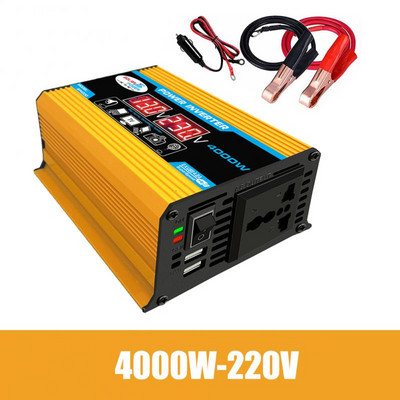 4000W vršnog solarnog pretvarača napajanja za automobil DC 12V u AC 220V adapter za automobil Auto pretvarač s 2.4A 2-portni USB adapter za automobil s LCD Intel