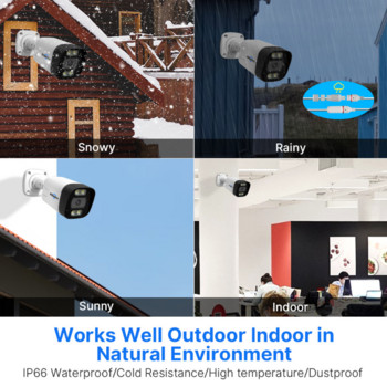 Hiseeu 2023 НОВА 4K 8MP POE IP камера Аудио запис CCTV охранителна камера за наблюдение Водоустойчив IP66 Външно домашно видео H.265