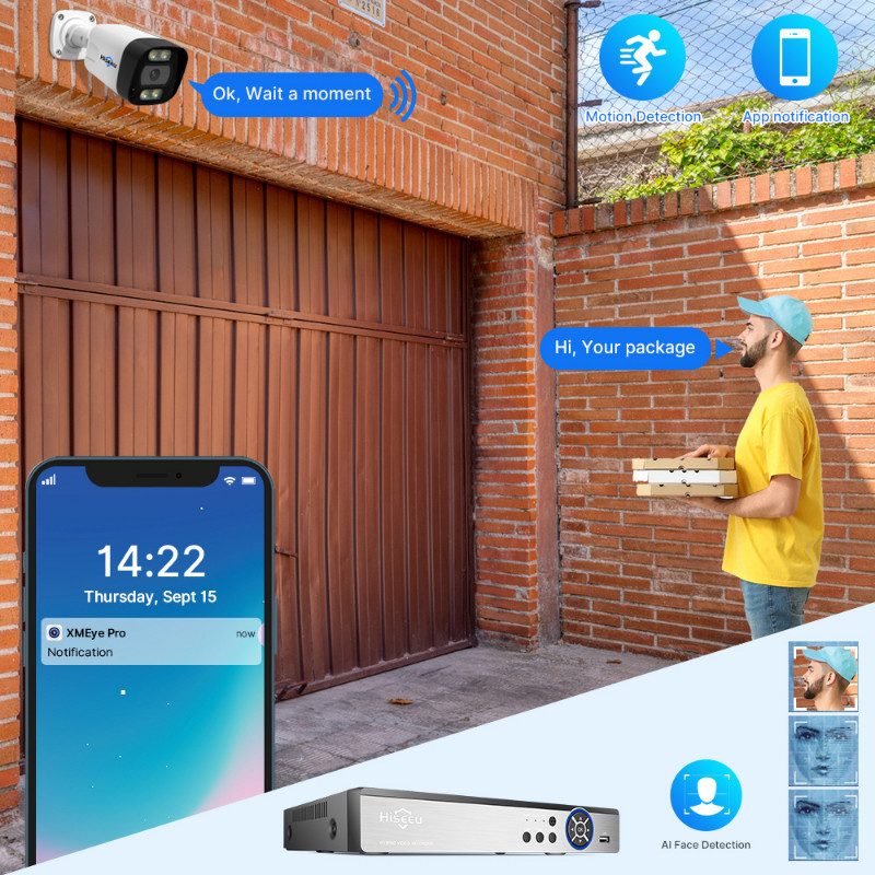 Hiseeu 2023 UUS 4K 8MP POE IP-kaamera helisalvestus CCTV turvavalvekaamera veekindel IP66 välistingimustes koduvideo H.265