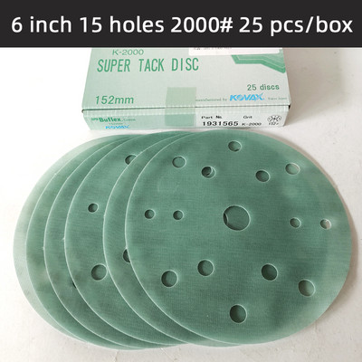 25 vnt KOVAX 6 "15 skylių minkštas abrazyvinis popierius 150 mm automobilių dažų paviršius grožio poliravimas 240-3000 nugaros vilnos apvalus švitrinis popierius