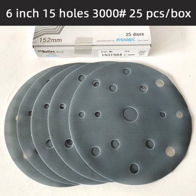 25 vnt KOVAX 6 "15 skylių minkštas abrazyvinis popierius 150 mm automobilių dažų paviršius grožio poliravimas 240-3000 nugaros vilnos apvalus švitrinis popierius