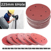 15 buc 9 inch 225 mm 6 găuri Disc de șlefuit Hârtie abrazivă găuri asortate 40-1000 granulație pentru șlefuitor electric de șlefuit pentru perete uscat 215