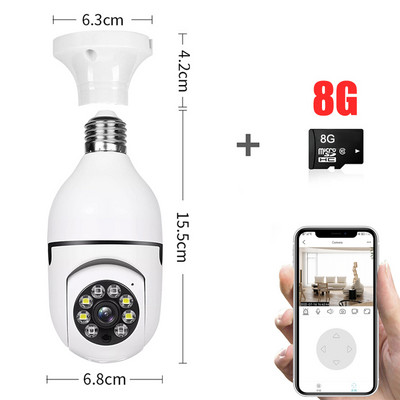 Cameră cu bec Cameră IP Wifi în exterior Color Viziune nocturnă Cameră audio fără fir Cameră CCTV de securitate inteligentă Cameră IP PTZ Wifi