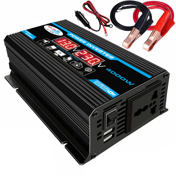 4000W 12V до 220V/110V LED инвертор на захранване за кола Преобразувател Адаптер за зарядно устройство Семеен двоен USB трансформатор на напрежение Модифицирана синусова вълна