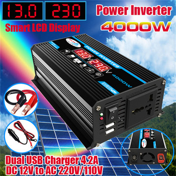 4000W 12V σε 220V/110V LED Μετατροπέας Ισχύος Αυτοκινήτου Προσαρμογέας Φορτιστή Οικογενειακό Μετασχηματιστή Διπλής Τάσης USB Τροποποιημένος Ημιτονοειδής