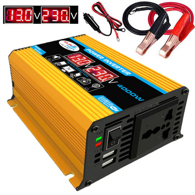 4000W 12V do 220V/110V LED automobilski pretvarač napajanja pretvarač punjač adapter obiteljski dvostruki USB naponski transformator modificirani sinusni val