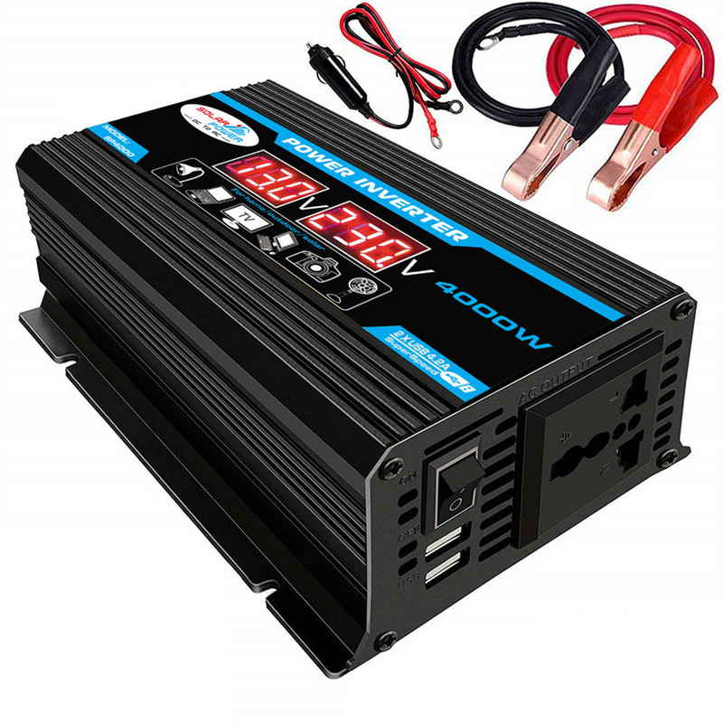4000W 12V kuni 220V/110V LED auto toitemuunduri muunduri laadija adapteri perekond Dual USB pingetrafo modifitseeritud siinuslaine