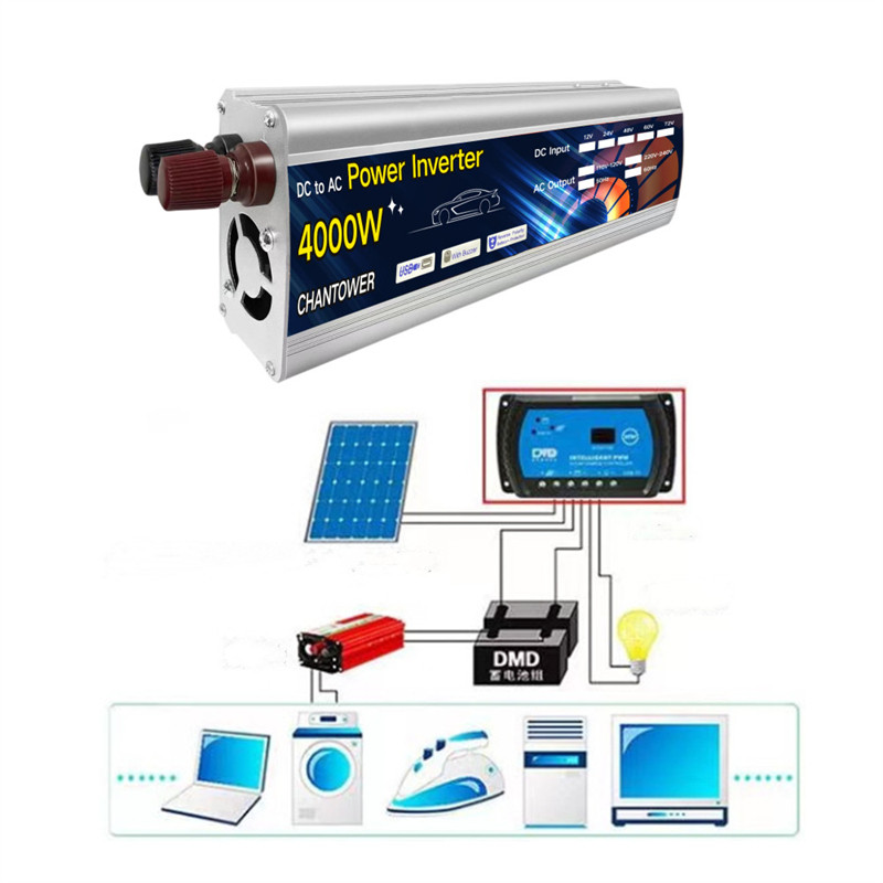 Inverter 12V 220V Solar Inverter 1000W 1500W 2000W 4000W Hordozható Feszültség Transzformátor Automatikus Töltő Átalakító Autó Inverter