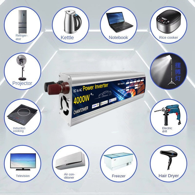 Inverter 12V 220V Solar Inverter 1000W 1500W 2000W 4000W Hordozható Feszültség Transzformátor Automatikus Töltő Átalakító Autó Inverter