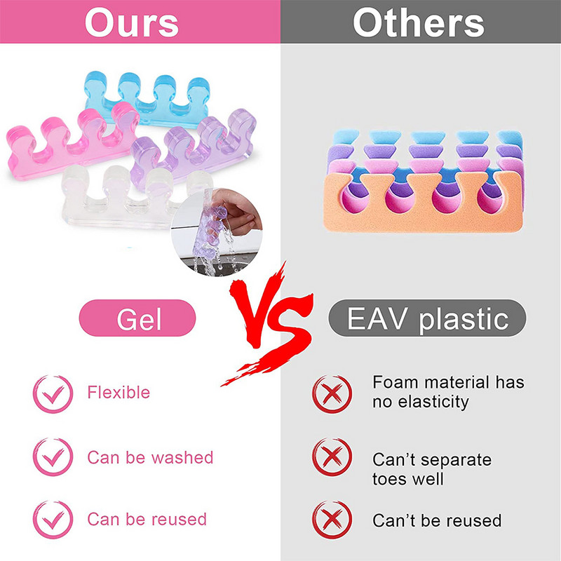 2 vnt. Minkšti silikoniniai pedikiūro pirštų skyrikliai Manikiūro gelio nagai Pirštų pirštų tarpiklis atskyrimo tiesintuvai kojų nagų pėdų priežiūros priemonės