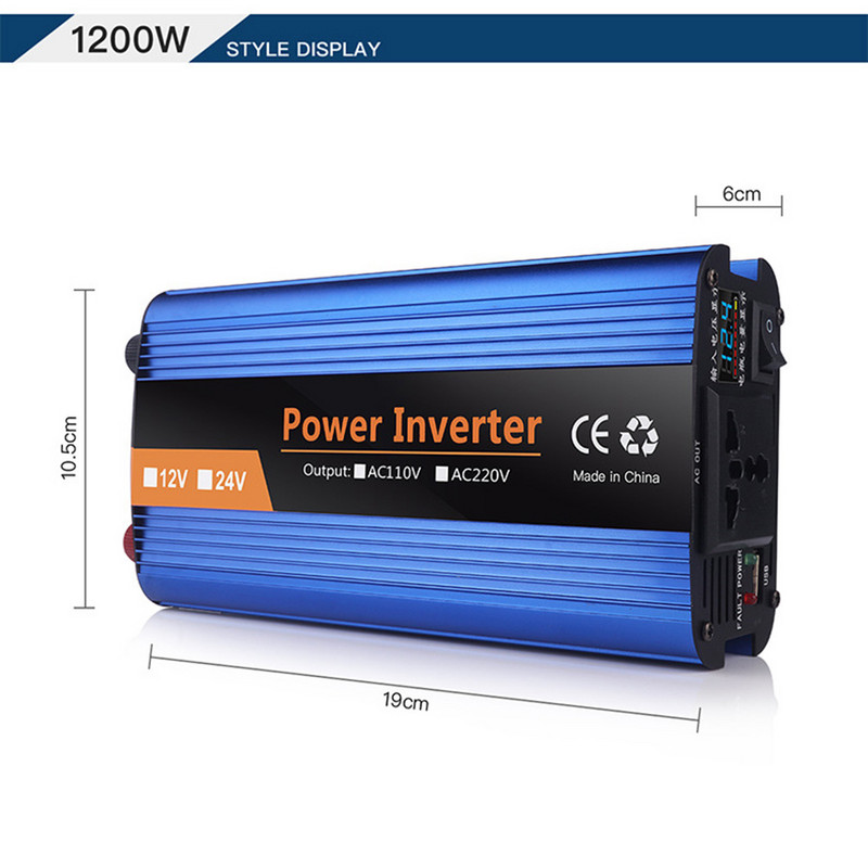 300W automobilski čisti sinusni inverter Inverteri velike snage Solarni inverterski adapter 12V na 220V/24V na 220V Auto elektronika