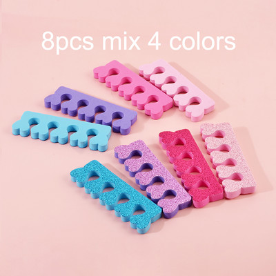 8 buc. Separatoare de degete pentru arta unghiilor Pedichiură Manicura Îngrijire UV Gel Lac Bling Colorat Burete moale Distanțiere pentru degetele degetelor Accesorii pentru unghii