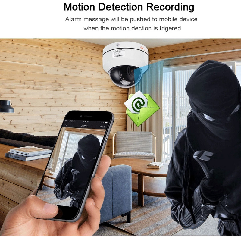 Cameră IP de detectare a mișcării POE H.265 5MP 4X Zoom optic 2.8-12mm Cameră IP POE PTZ pentru exterior AC18Pro