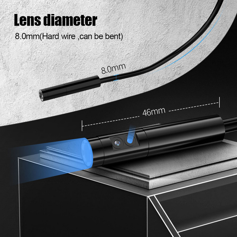 Βιομηχανικό ενδοσκόπιο διπλού φακού 4,3" 1080P Ψηφιακή κάμερα επιθεώρησης borescope με αδιάβροχη κάμερα αποχέτευσης IP67 8mm