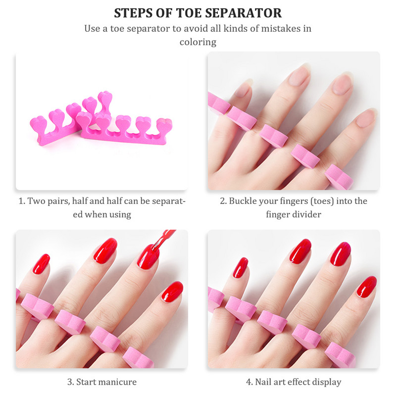 30 porų/pak. 60 vnt. Nagų dailės pirštai Kojų pirštai Atskyrikliai Minkštos putos Kempinėlė UV gelio lakas Grožio manikiūro pedikiūro įrankiai Pirštų neštuvai