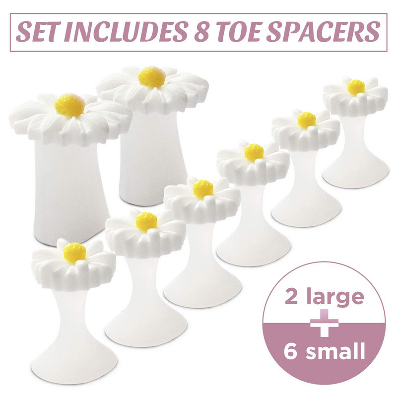 Separatoare de degete pentru pedichiura lacului de unghii - 8 x distanțiere, brancardiere, împrăștiatoare, apărătoare pentru poloneză - distanțiere degete pentru picioare (mușețel)