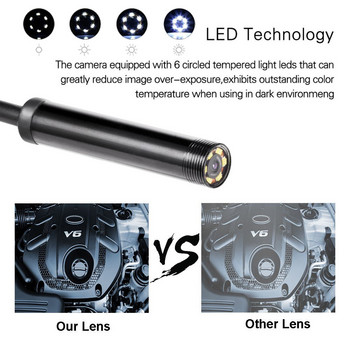 7 мм за автомобилна ендоскопска камера Ендоскопска гъвкава IP67 6 LED инспекция Смартфон Автомобилен ендоскоп за Android телефон Тип C USB
