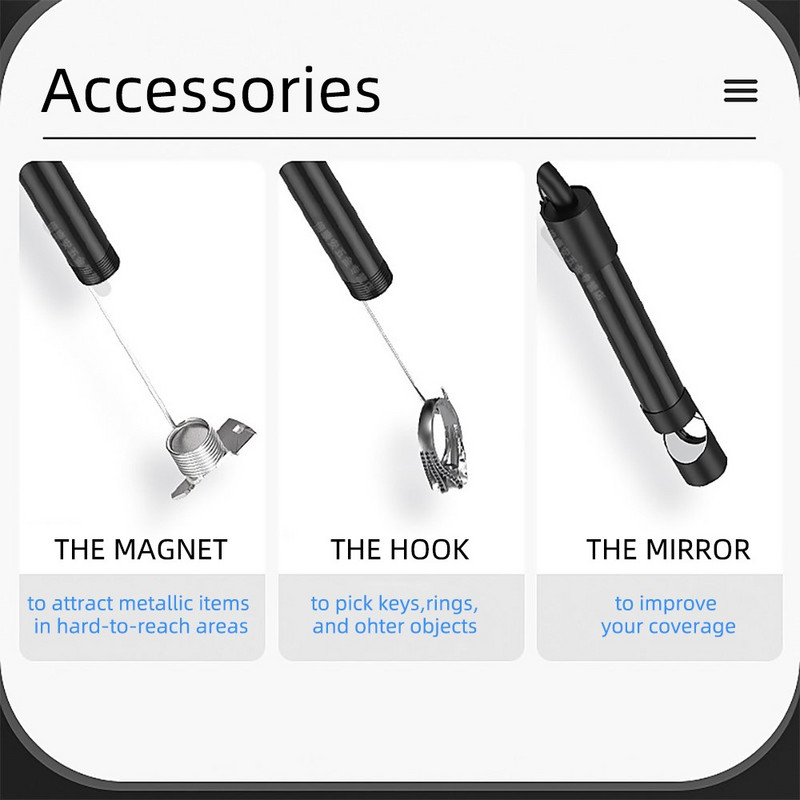 7 mm automobilio endoskopo kamera Endoskopinis lankstus IP67 6 LED tikrinimo išmanusis telefonas Automobilių endoskopas, skirtas Android telefono C tipo USB