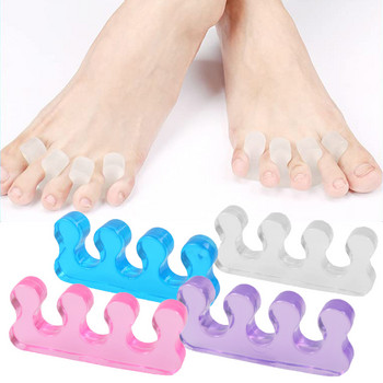 2PCS Меки силиконови педикюрни разделители за пръстите на краката Гъвкави дистанционери за разделяне на пръстите на краката Преси за изправяне на нокти за маникюр Инструменти за грижа за краката