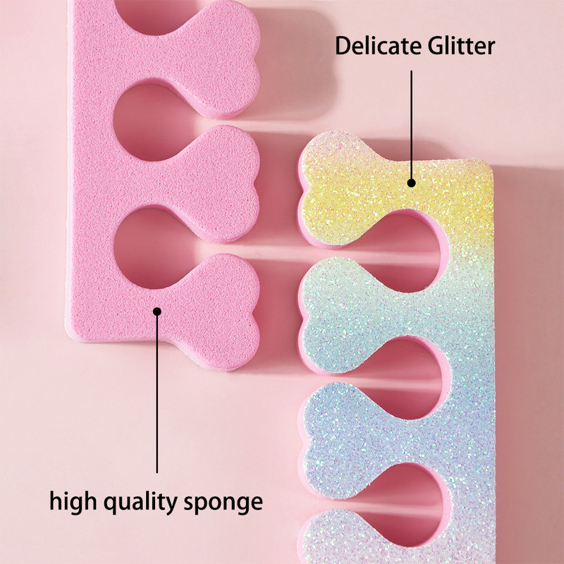 10 vnt (5 poros) Naujas nagų dailės pirštų atskyriklis, spalvos gradientas, blizgus separatorius, minkštas gelis UV lakas, pedikiūro įrankių salono reikmenys