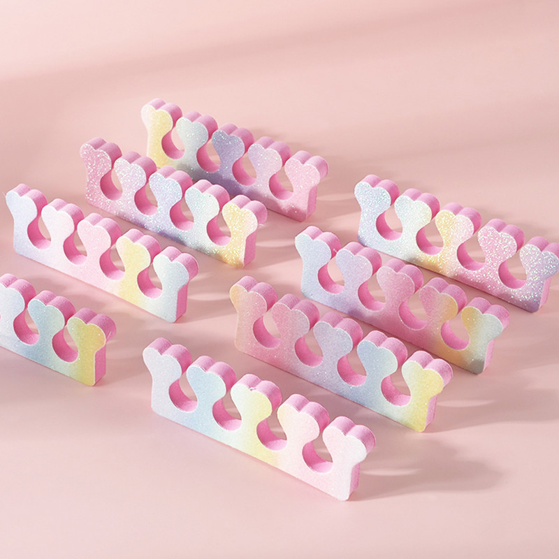 10 vnt (5 poros) Naujas nagų dailės pirštų atskyriklis, spalvos gradientas, blizgus separatorius, minkštas gelis UV lakas, pedikiūro įrankių salono reikmenys