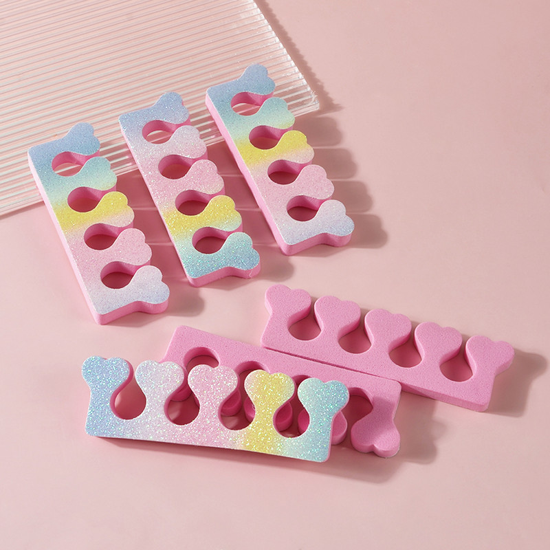 10 vnt (5 poros) Naujas nagų dailės pirštų atskyriklis, spalvos gradientas, blizgus separatorius, minkštas gelis UV lakas, pedikiūro įrankių salono reikmenys