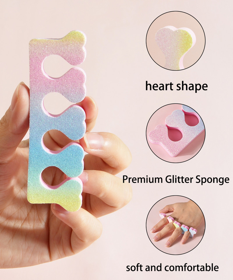 10 vnt (5 poros) Naujas nagų dailės pirštų atskyriklis, spalvos gradientas, blizgus separatorius, minkštas gelis UV lakas, pedikiūro įrankių salono reikmenys