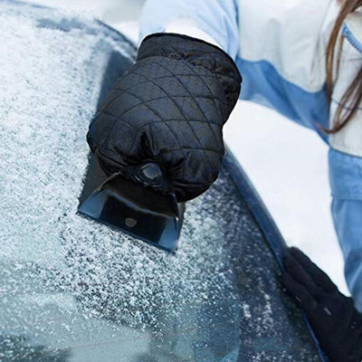 Automašīnas vējstikla sniega skrāpis + siltais cimds Auto ziemas vējstikla ledus noņemšanas lāpsta logu stikla apsaldējuma noņemšanas rīks