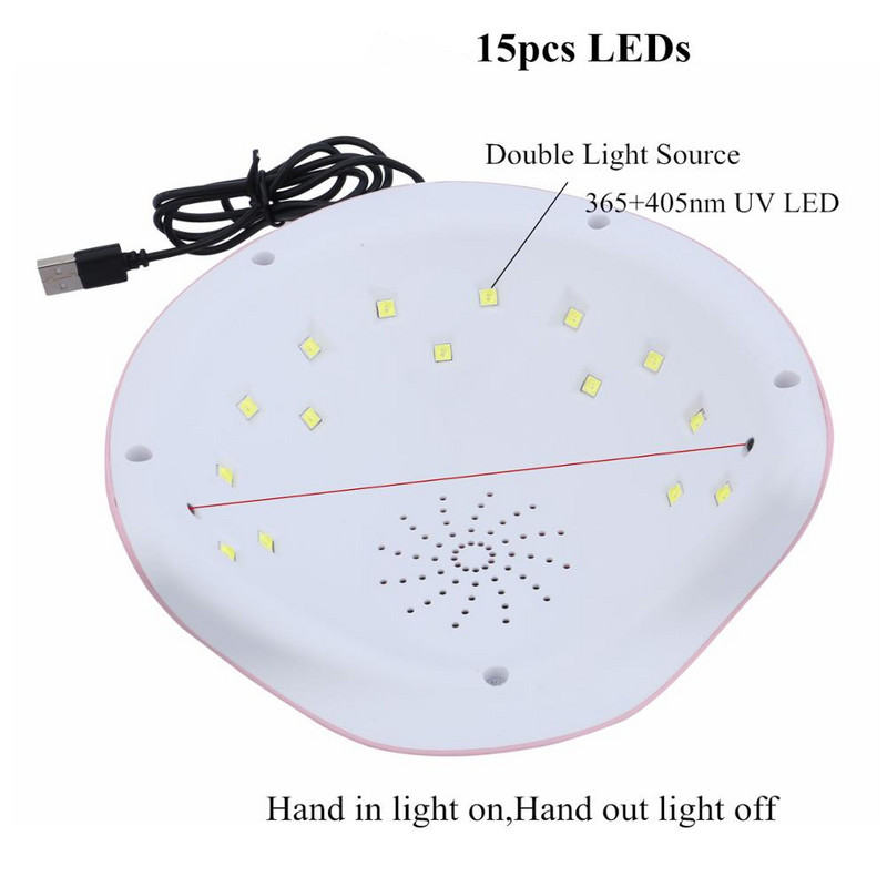 45 W nagų džiovintuvas LED UV nagų lempa LCD ekranas 15 LED lemputė visų tipų gelinio lako lako džiovinimo lempa USB jungties nagų įrankis