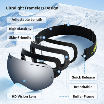 Ски очила Мъжки Дамски зимни противозамъгляващи очила за сняг Ски очила с безплатна маска Двойни слоеве UV400 Очила за сноуборд