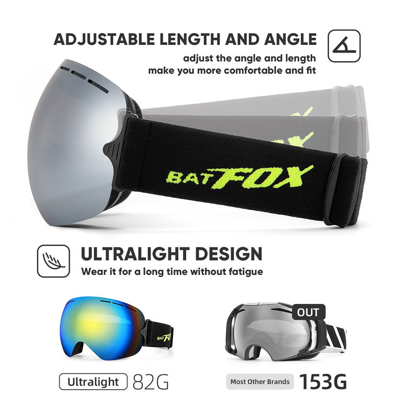 Slidinėjimo akiniai Vyriški Moteriški žieminiai nuo rasojimo sniego slidinėjimo akiniai su nemokama kauke Dvisluoksniai UV400 snieglenčių akiniai