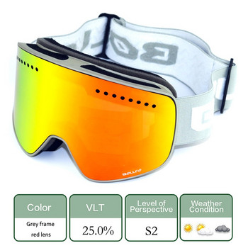Γυαλιά σκι 2021 με μαγνητικό πολωμένο φακό διπλής στρώσης για σκι Αντι-ομίχλη UV400 Γυαλιά Snowboard Ανδρικά γυαλιά σκι Γυαλιά για σκι