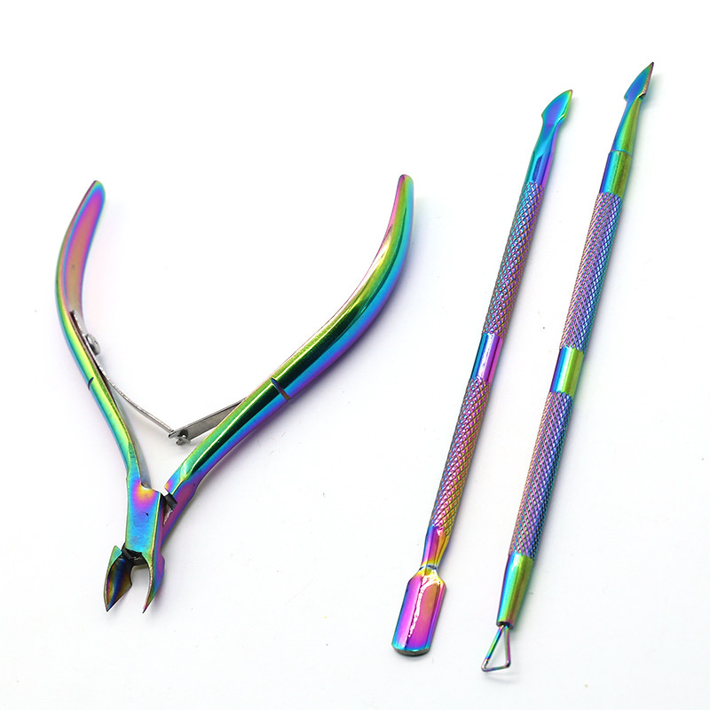 Cuticule pentru unghii Foarfece din oțel inoxidabil Manichiură Clipă colorată Dispozitiv pentru îndepărtarea pielii moarte Pedichiură Clește pentru ciocul de vultur