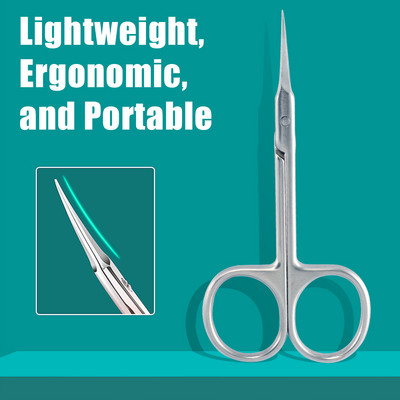 Foarfece profesionale pentru cuticule din oțel inoxidabil pentru îndepărtarea pielii moarte pentru unghii pentru unghii Foarfece pentru unghii pentru manichiură cu vârf curbat